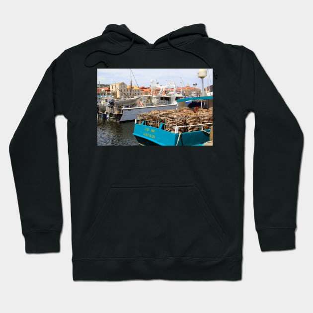 Cray Pots on a fishing boat in Hobart, Tasmania, Australia Hoodie by Kirkcov